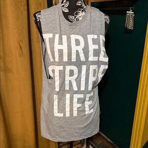 adidas Gray Muscle Tee - Three Stripe Life